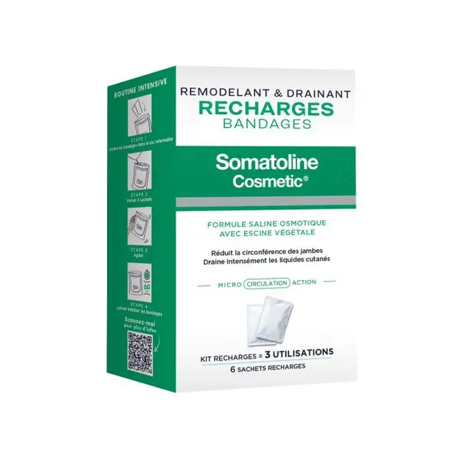 Somatoline Recharches Bandages Remodelants et Drainants 6 Sachets