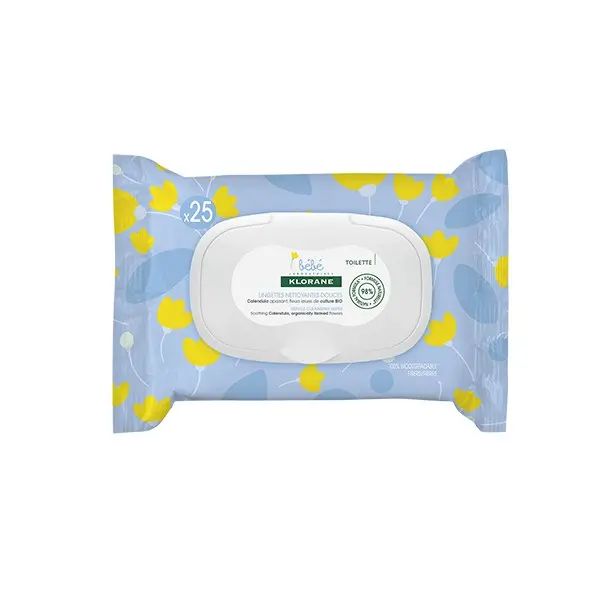 Klorane Bébé lingettes nettoyantes douces x25 - Pharmacie Agnès Praden à Alès