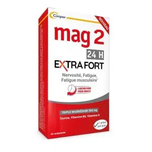 Cooper Mag2 24h Complément Alimentaire Magnésium Nervosité Fatigue 2x40 Comprimés - Pharmacie Agnès Praden à Alès