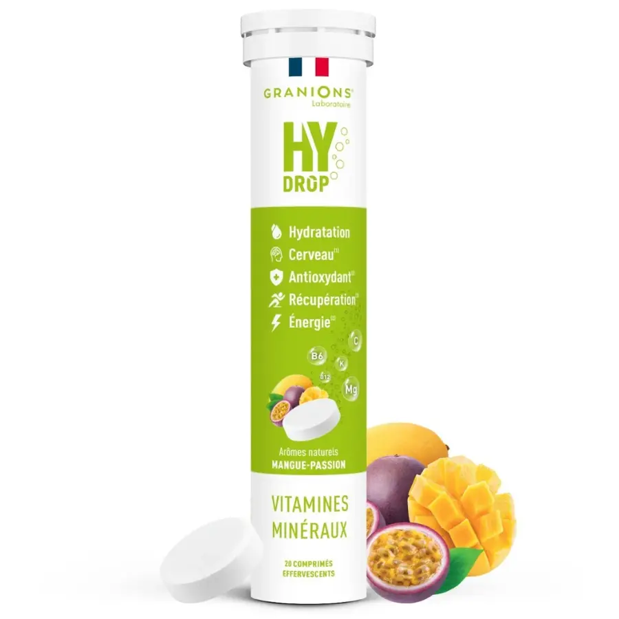Granions Hydrop Mangue Passion 20 comprimés effervescents - Pharmacie Agnès Praden à Alès