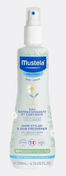 Mustela Eau Rafraichissante et Coiffante Bébé à l'Eau de Camomille Bio 200 ml