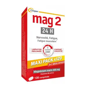 Mag 2 24H 120 Comprimés - Pharmacie Agnès Praden à Alès