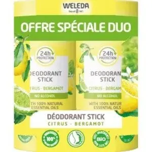 Weleda Déodorant Citrus Bergamote Stick Bio 2 x 50 g - Pharmacie Agnès Praden à Alès