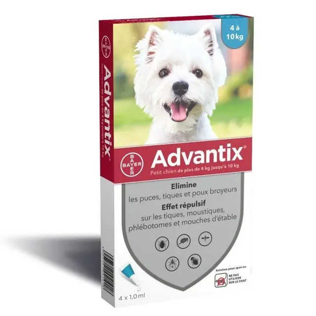 Advantix Pipettes Pour Petit Chien 4 à 10kg 6 pipettes