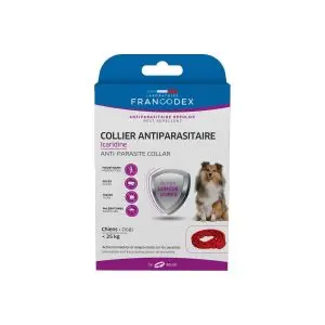 Francodex Collier Antiparasitaire Icaridine 60 Cm Rouge Pour Chien Moins De 25 Kg
