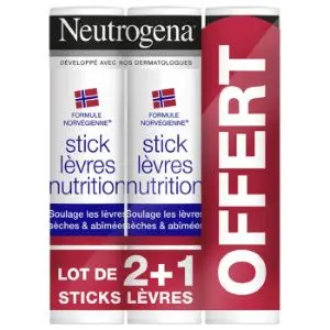 Neutrogena Stick Lèvres Trio Bleu 2x4,8g + 1 Offert