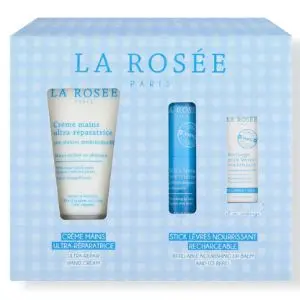 La Rosée Coffret Bleu Crème Mains Ultra Réparatrice 50ml + Stick Lèvres Teinté 4.5g + Recharge 4.5g