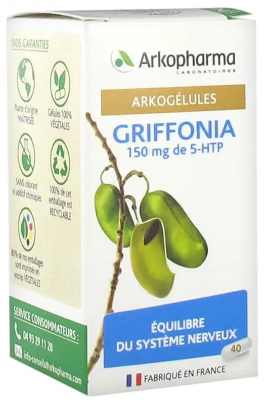 Arkopharma Arkogélules Griffonia 150 mg 5-HTP 40 Gélules - Pharmacie Agnès Praden à Alès