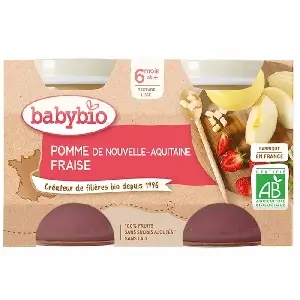 Babybio Pomme Fraise 6 Mois et + Bio 2 Pots de 130 g