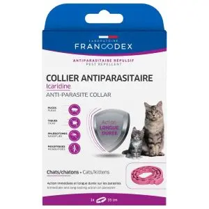 Francodex Collier Antiparasitaire Icaridine 35 Cm Couleur Rose Pour Chats Et Chatons