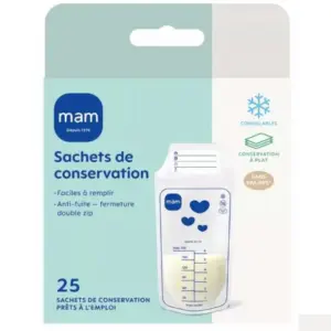 Mam Sachets de Conservation pour Lait Maternel 25 Sachets
