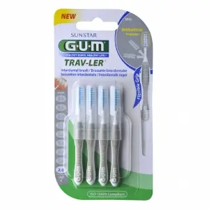 Sunstar Gum Brossette TravLer Cylindrique 2,0 mm (1618) - Pharmacie Agnès Praden à Alès