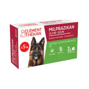 Clément-Thékan - Milprazikan Traitement des Infections Mixtes Chiens de Plus de 5kg - Boite de 2 Comprimés