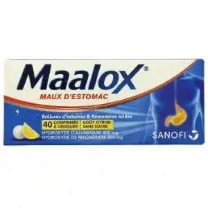 Sanofi Maalox Sans Sucre Citron 40 Comprimés à Croquer
