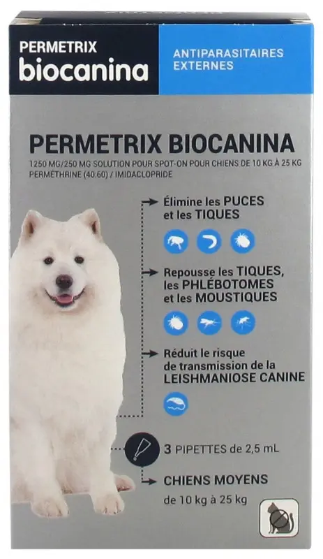 Biocanina Permetrix Chiens Moyens 3 Pipettes