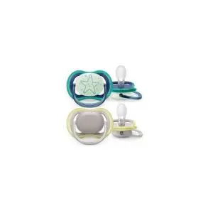 Philips Avent Ultra Air Day & Night 6-18 Mois - 2 Sucettes - Bleu/Gris 