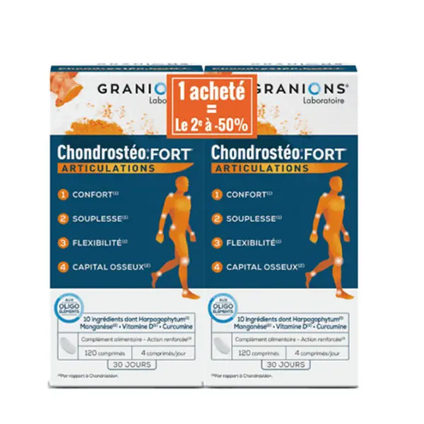 Granions Chondrostéo+ Fort Articulations 2X120 comprimés 200g - Pharmacie Agnès Praden à Alès