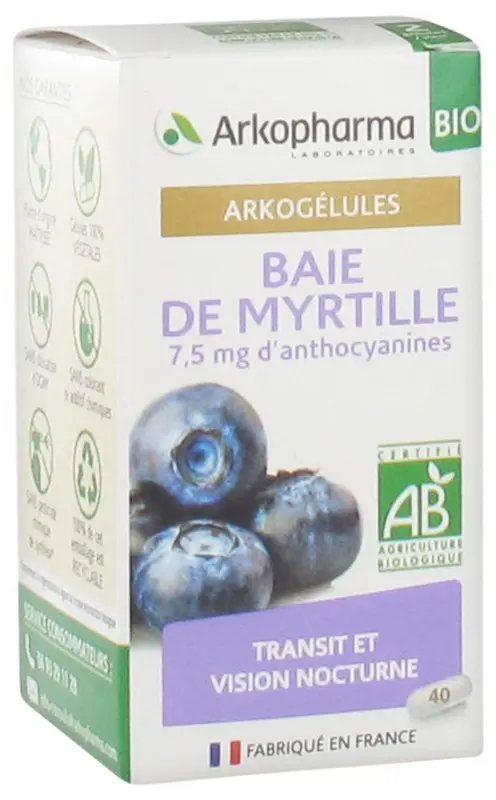 Arkopharma Arkogélules Baie de Myrtille Bio 45 Gélules - Pharmacie Agnès Praden à Alès