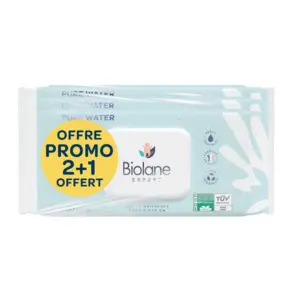 Biolane Lingettes Pure Water 3 x 48 lingettes 