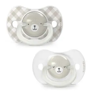 Suavinex Lot de 2 sucettes 6/18m Night & day Wild & Free Gris