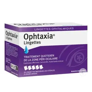 Bausch & Lomb Ophtaxia Lingettes Hygiène Traitement Quotidien Zone Péri-oculaire x20