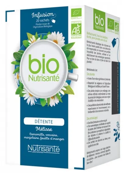 Nutrisanté Infusion bio détente 20 sachets - Pharmacie Agnès Praden à Alès