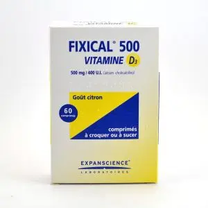 Expanscience Fixical Vitamine D3 500 mg/400 UI, 60 Comprimés à Croquer Ou à Sucer