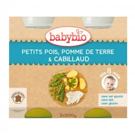 Babybio Petits pois, Pomme de terre & Cabillaud - Pharmacie Agnès Praden à Alès