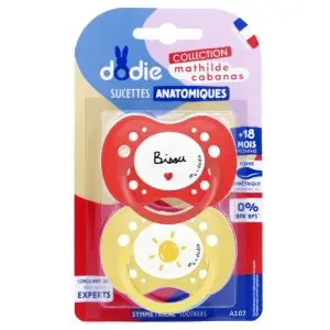 Dodie Sucettes Anatomiques Collection Mathilde Cabanas Bisou 18 Mois Et + 2 Unités