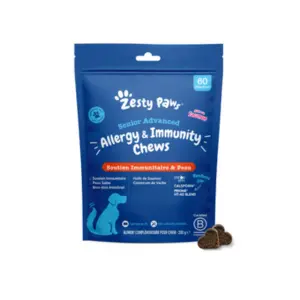 Zesty Paws Senior Allergy & Immunity Chews Soutien Immuniataire & Peau 60 friandises au saumon