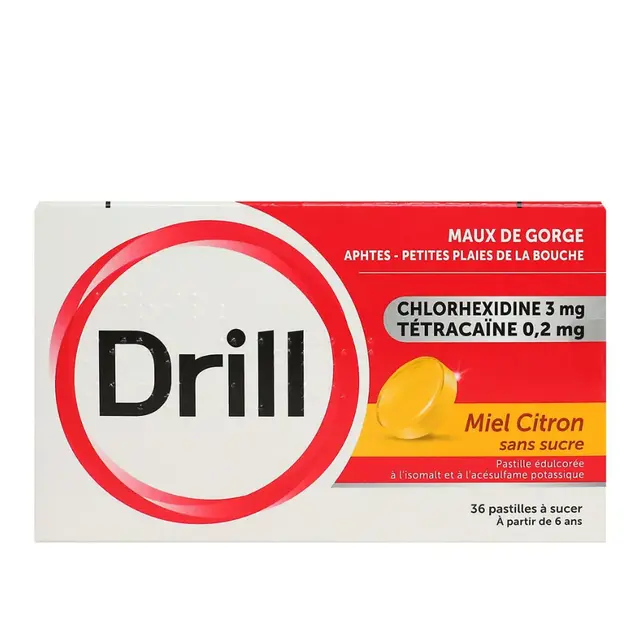 Drill Pastille Miel Citron Sans Sucre Boite de 36 