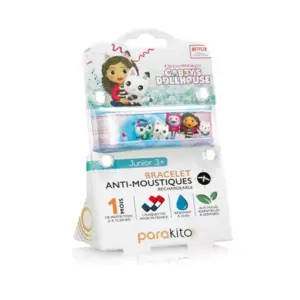 Parakito Junior Bracelet Anti-moustiques Gabby et La Maison Magique Famille + 2 Recharges