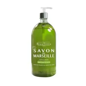 BeauTerra Savon Liquide De Marseille Menthe Citron 1 L