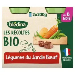 Bledina Petit Pot Légumes du Jardin et Boeuf Bio Dès 6 Mois 2x200 g