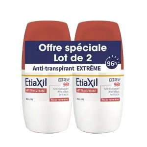 Etiaxil Déodorant Anti-transpirant Aisselles Extrême 96h Roll-On 2x50ml - Pharmacie Agnès Praden à Alès