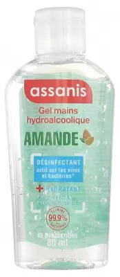 Assanis Gel Mains Hydroalcoolique 80 ml - Senteur : Amande