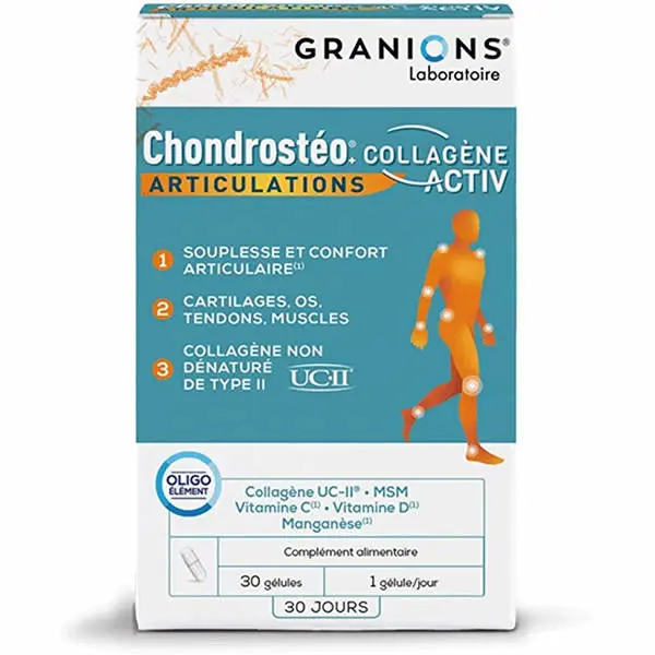 Laboratoire des Granions chondrostéo+ articulations collagène activ 30 gélules 14g