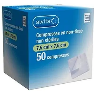 Alvita Compresse Non-Tissée 7,5 x 7,5cm Lot de 25 x 2 Unités