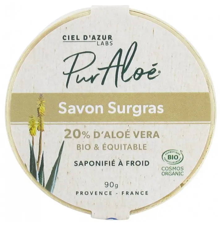 Pur Aloé Savon Aloé Vera 20% Surgras Bio 90 g - Pharmacie Agnès Praden à Alès
