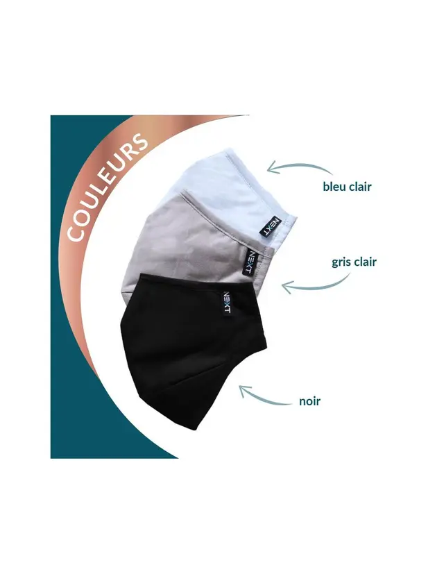 Masque tissus noir Haute protection FFP2 RD Adulte (Taille L) réutilisable