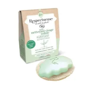 Respectueuse Mon nettoyant Visage Solide Purifiant Bio 35g + Porte Savon Végétal Offert - Pharmacie Agnès Praden à Alès