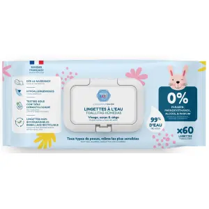 PharmaBaby Lingettes à l'Eau 60 lingettes