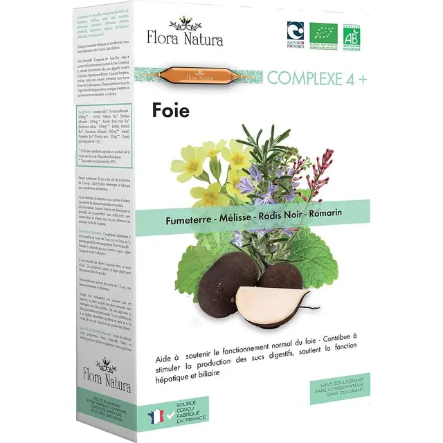 Flora natura complexe 4+ foie Radis Noir 20 Ampoules
