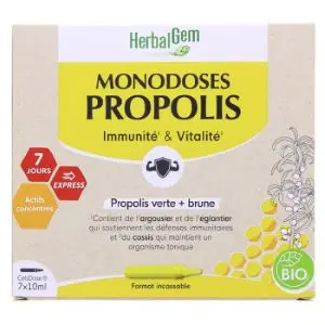 HerbalGem Monodoses Propolis Immunité & Vitalité 7 x 10 ml