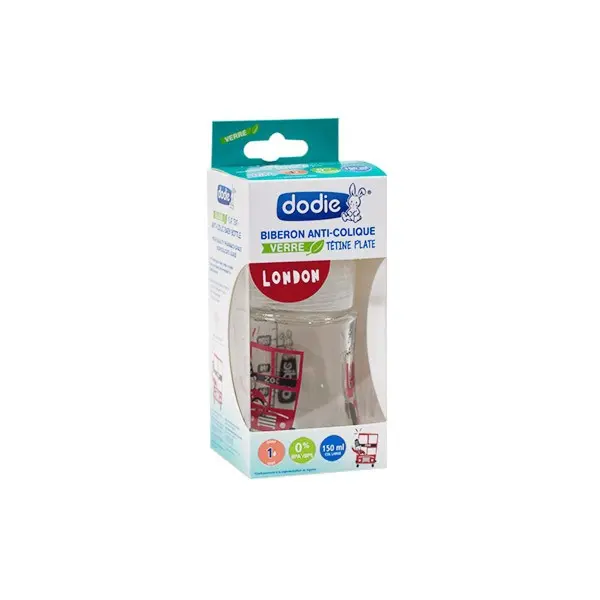 Dodie Biberon Verre Sensation+ 150 ml débit 1 0-6 mois
