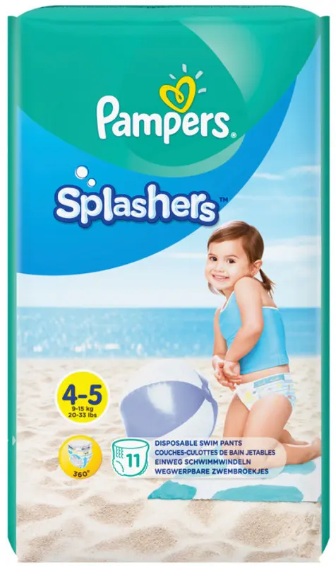 Pampers Couches d'Eau Splashers T4/5 x 11 couches - 9/15Kg 