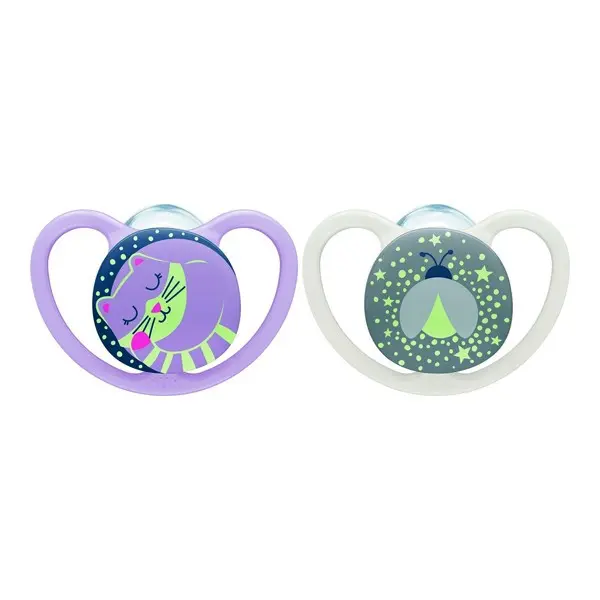 NUK Space Night duo Sucettes Silicone 18-36 Mois