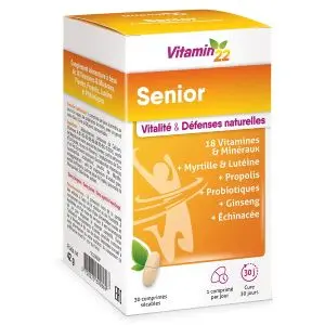 Ineldea Vitamin'22 Senior Vitalité & Défenses Naturelles 30 Comprimés - Pharmacie Agnès Praden à Alès