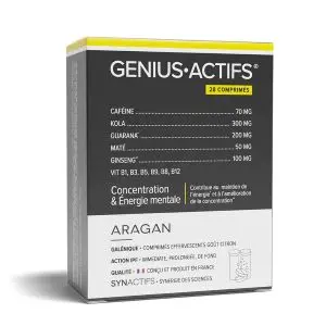 Aragan Synactifs GeniusActifs Concentration et Energie Mentale 28 Comprimés Effervescents