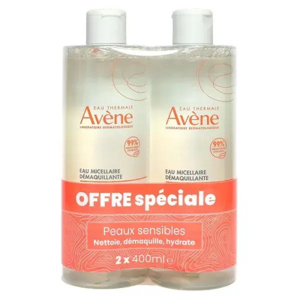 Avène Eau Micellaire Démaquillante Peaux Sensibles lot 2x400ml